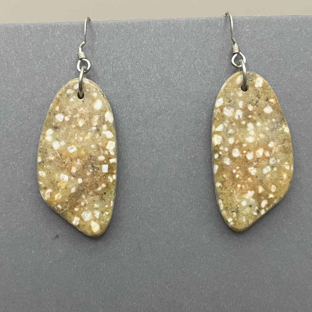 Creamy White and Brown Ocean Jasper Earrings